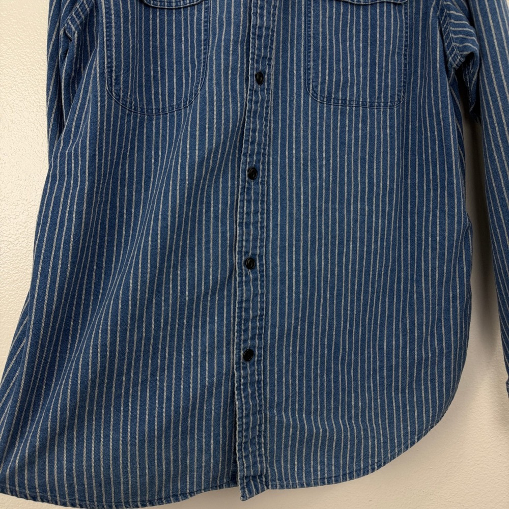 Polo Ralph Lauren Shirt Mens XL Indigo Blue Denim Striped Classic Fit Button Up - Picture 3 of 10